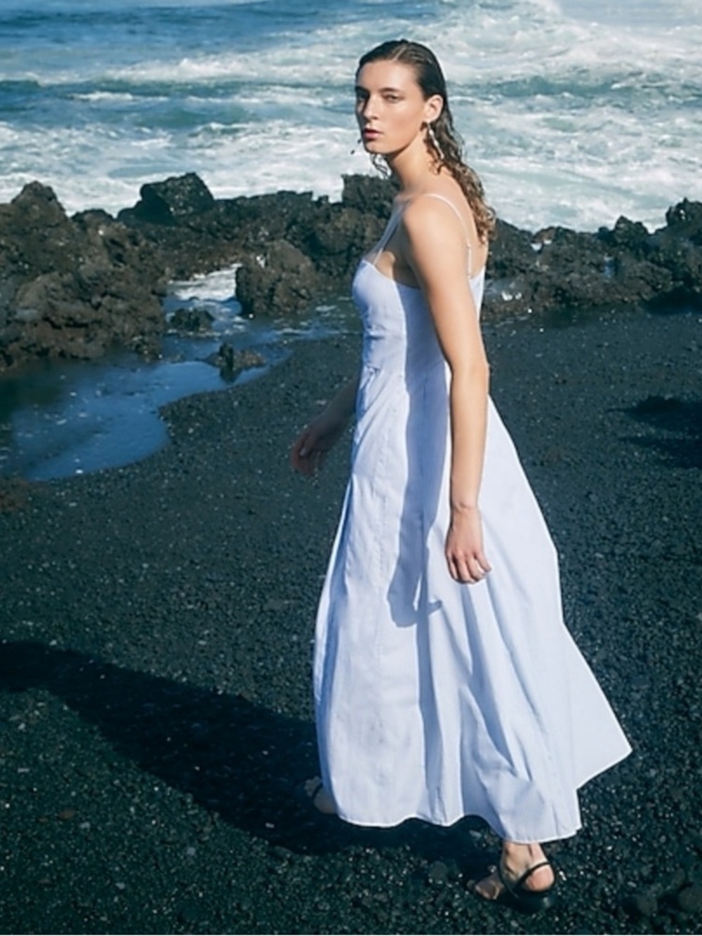 J.Crew Button-down cotton poplin midi dress in stripe Luxury Coastal Resort - Picture 6 of 12
